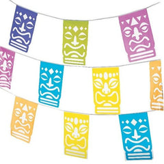 Plastic Tiki Cutout Pennant Banner - 100 Feet