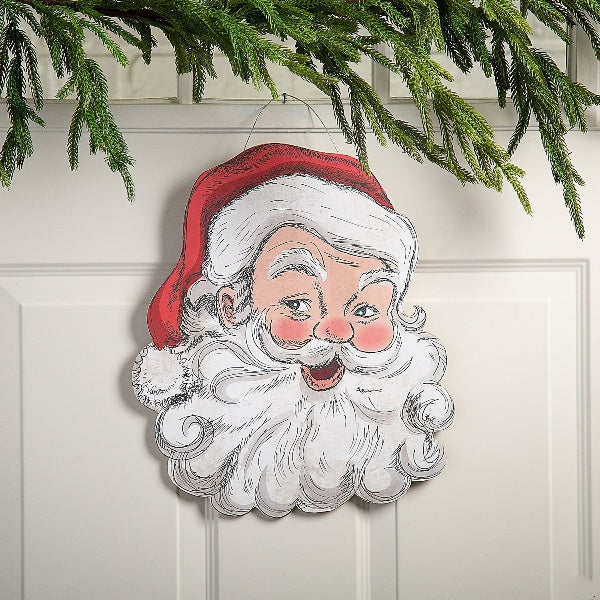 Retro Vintage 1950s-Style Santa Door Sign