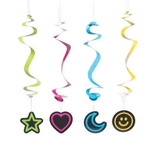 Neon Glow Party Hanging Swirl Decorations