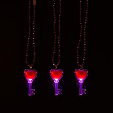 LED Light-Up Valentine Key Necklaces