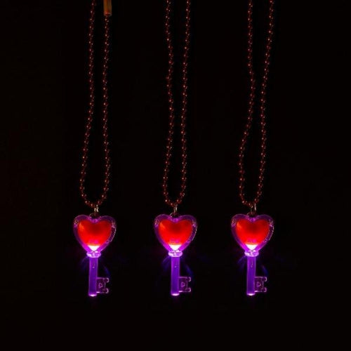 LED Light-Up Valentine Key Necklaces