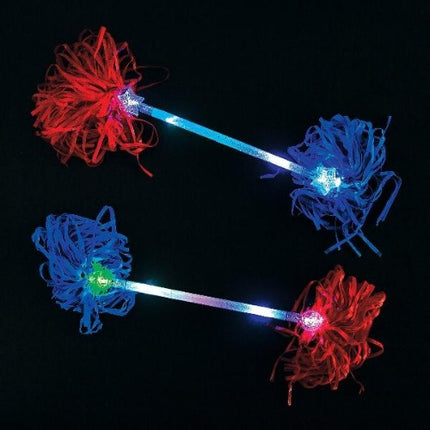 Patriotic Light Up Pom-Pom Batons - 3 Pieces | PartyGlowz