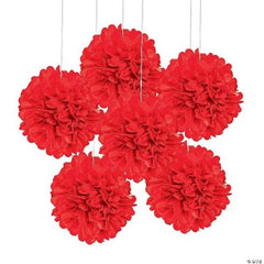 Red Paper Pom-Pom Hanging Decorations