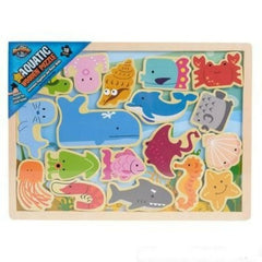 15.75" X 11.75" 18Pc Wooden Aquatic Raised Up Puzzle