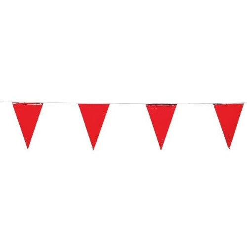 Plastic Red Pennant Banners - 100 Feet