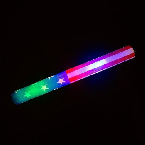 Patriotic Light Up Batons With USA Flag Design - Pack of 4