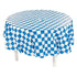 Blue & White Checkered Round Plastic Tablecloth