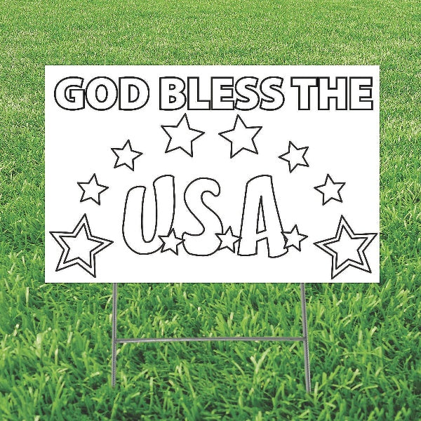 Color Your Own God Bless the USA Yard Sign