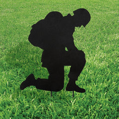 Metal Kneeling Soldier Praying Silhouette Yard Sign