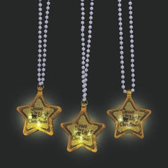 LED Light Up Jesus the Light of Christmas Star Beaded Necklaces