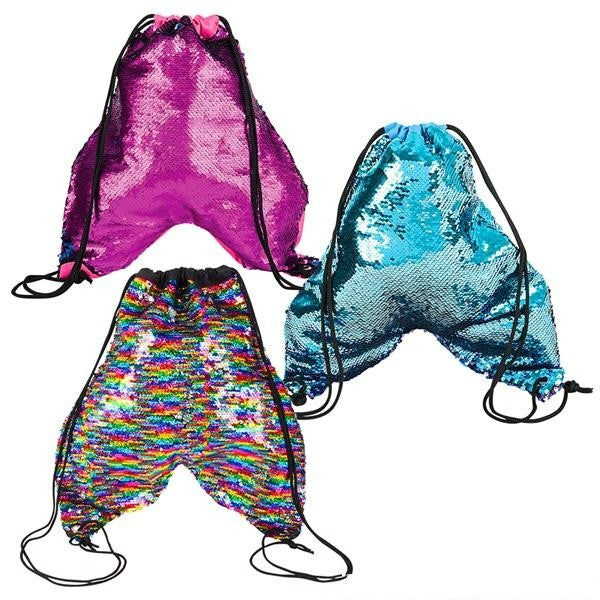 12 X 10 Flip Sequin Mermaid Tail Drawstring Backpack