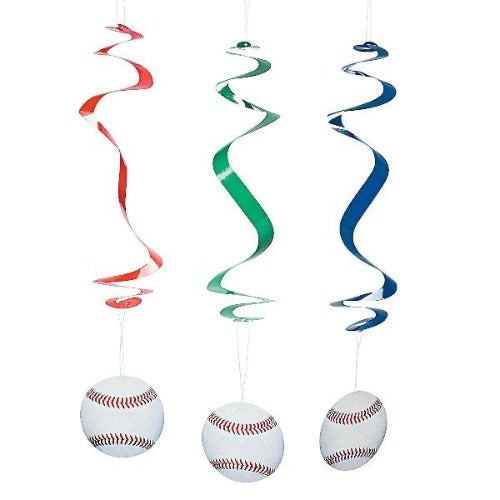 Baseball Hanging Swirl Decorations