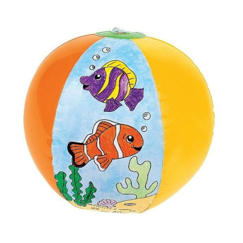 Inflatable 12 Color Your Own Fish Large Beach Balls