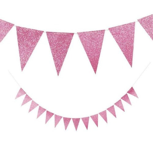 Pink Glitter Pennant Banner