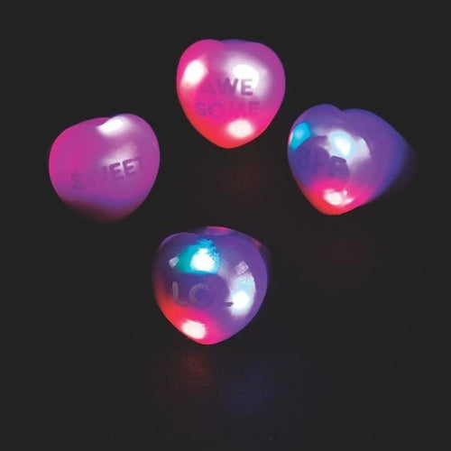 LED Light-Up Conversation Heart Rings - Assorted