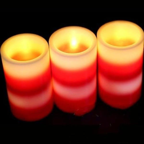 5 Inch LED Flameless Candles - Red White Stripes