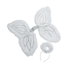 Kids White Marabou Angel Wings & Halo Headband
