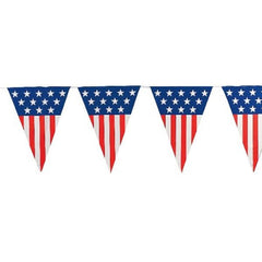 USA Flag Patriotic Plastic Pennant Banner - 24 Feet