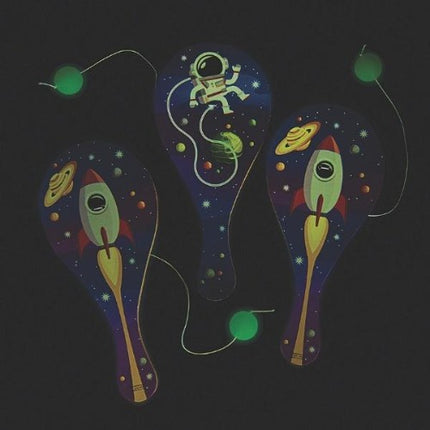 Glow In The Dark Balls With Space Paddle Ball Games