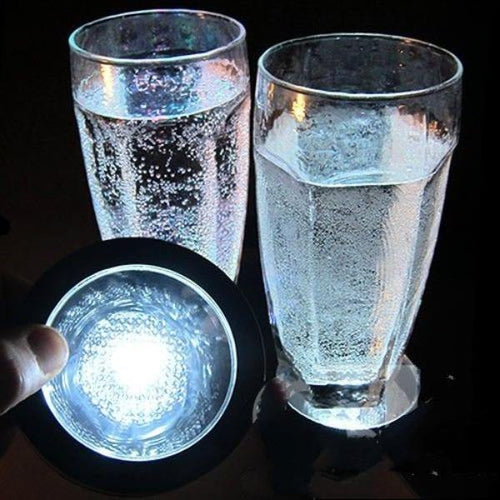 LED Light Up Drink Coasters - Pressure Activated - White