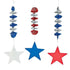 Patriotic Stars Hanging Spiral Decorations | PartyGlowz