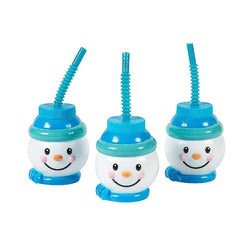 Snowman-Shaped Cups with Straws