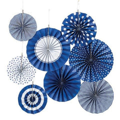 Cobalt Blue Hanging Paper Fans