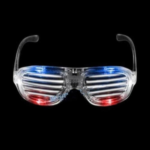 LED Light Up Sunglasses-Patriotic Colors - Red Blue White