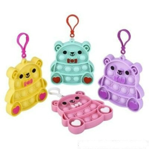 4 Valentines Bear Bubble Popper Clip Ons