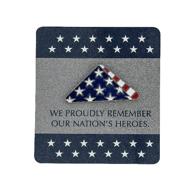 Patriotic Folded Flag Pins With Card