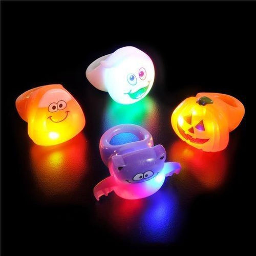 Halloween LED Light Up Rings - Assorted Shapes & Colors