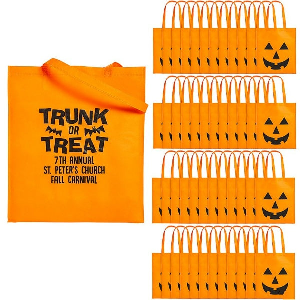 15 1/2 x 15 1/2 Personalized Large Nonwoven Trunk-or-Treat Tote Bags