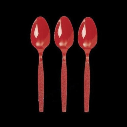 Red Color Plastic Spoons