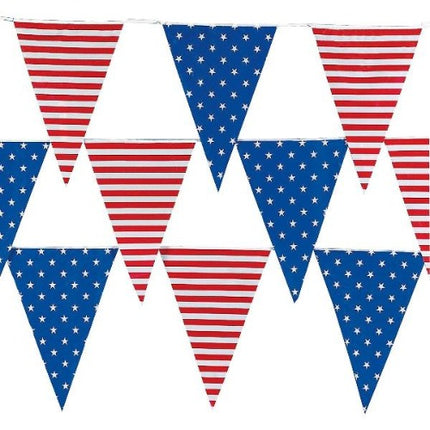 Stars & Stripes Plastic Pennant Banner - 100 Feet | PartyGlowz