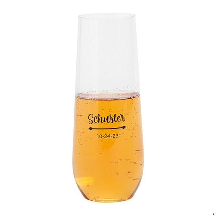 Personalized Last Name Plastic Stemless Champagne Flutes