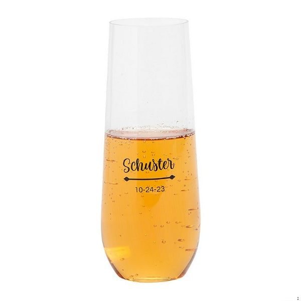Personalized Last Name Plastic Stemless Champagne Flutes