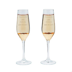 Personalized Gold Scallop Glass Champagne Flutes
