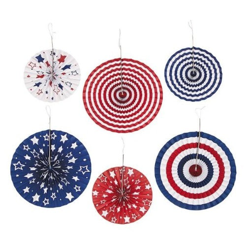 Patriotic Hanging Fans with Strip & String