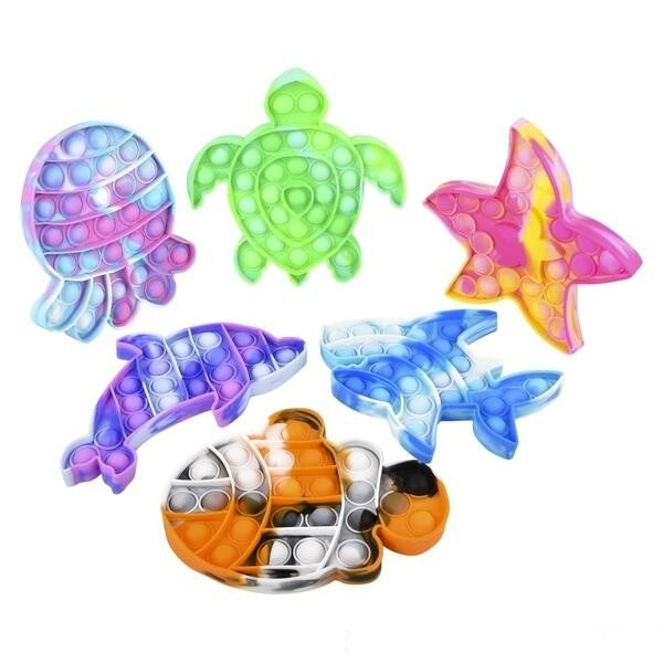 6 Sea Life Marbleized Bubble Popper