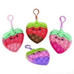 4" Valentines Strawberries Bubble Popper Clip Ons