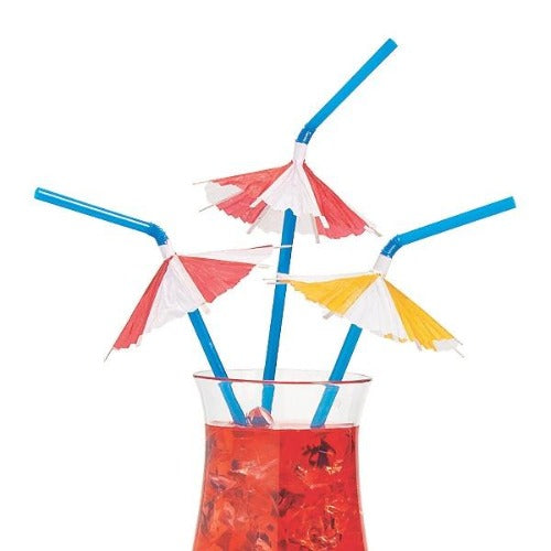 Pool Party Straws with Drink Umbrellas