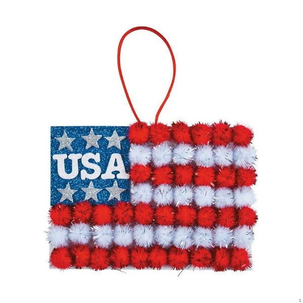 Patriotic Pom-Pom Flag Sign Craft Kit