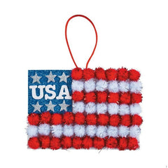Patriotic Pom-Pom Flag Sign Craft Kit