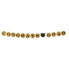 Black & Gold Graduation Glitter Cardboard Banner