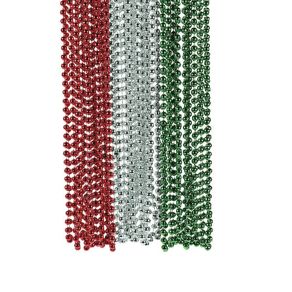 Red, Green & Silver Bead Necklaces
