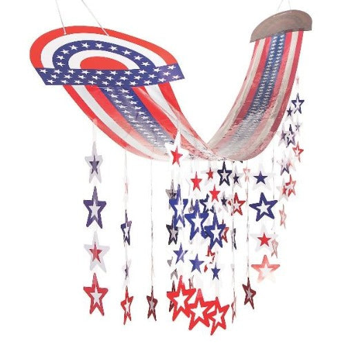 Patriotic Ceiling Decoration With Hanging Stars | PartyGlowz