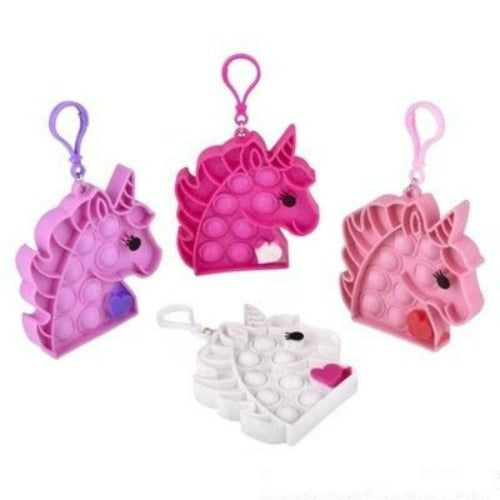 4 Valentines Unicorn Bubble Popper Clip Ons