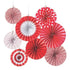 Red Assorted Hanging Paper Fans