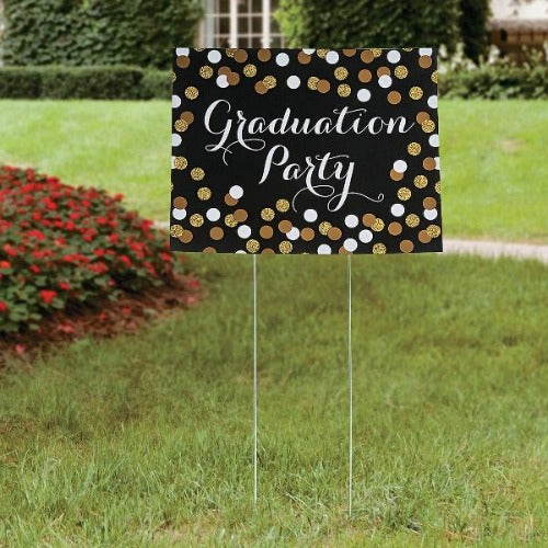 Black & Gold Graduation Yard Sign