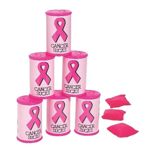 Pink Ribbon Can Bean Bag Toss Game Set